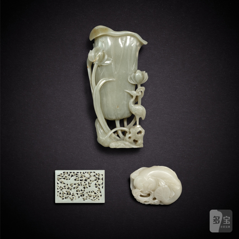 Three jade carvings,  Ming - Qing dynasty | 明至清 玉雕三件